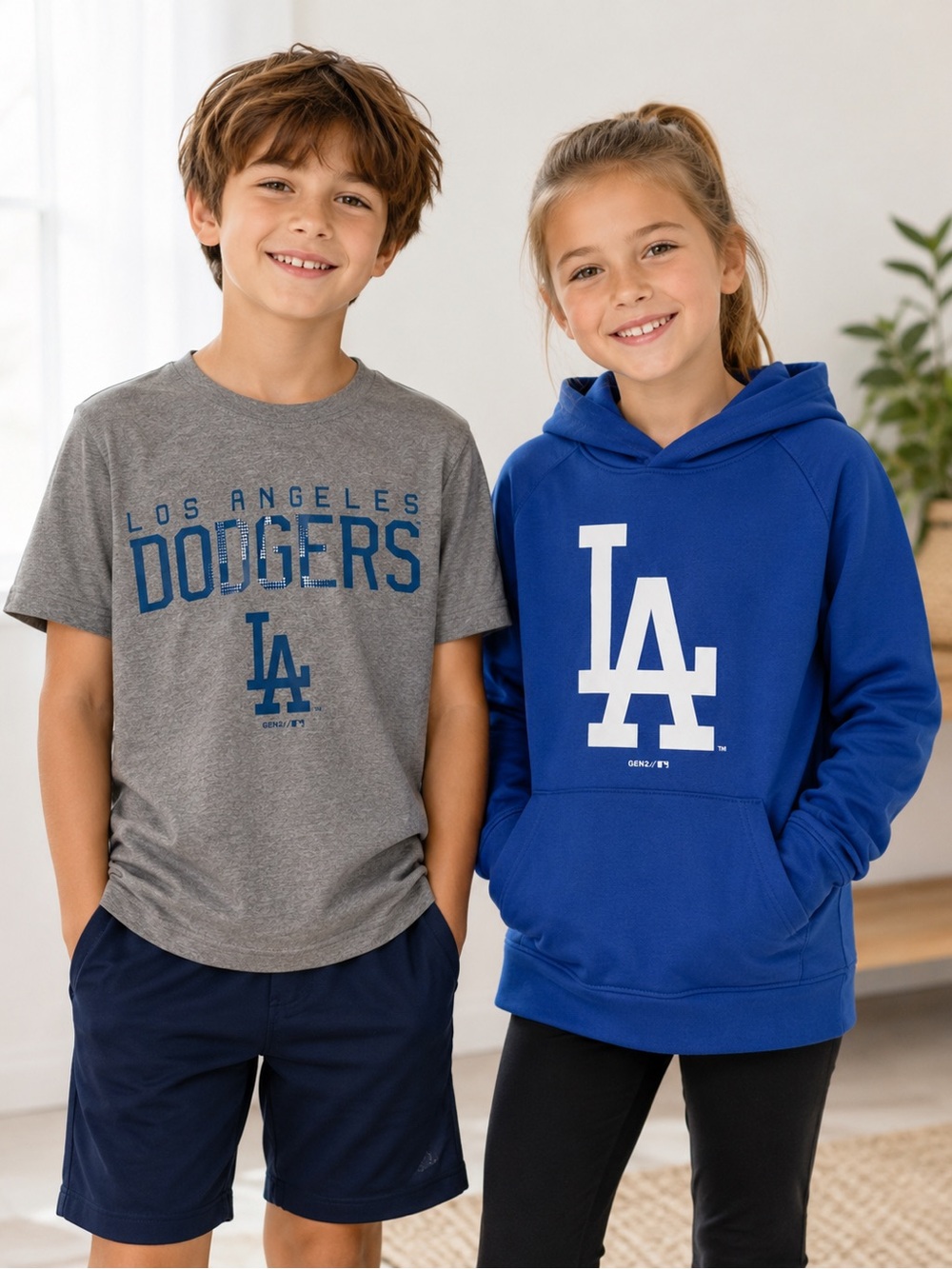 *BUNDLE Los Angeles Dodgers Kids Bundle T-Shirt + Hoodie Blue Gray